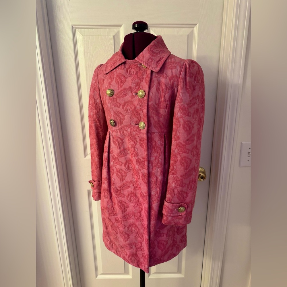 ~2 for $14~ Y2K Pink Brocade Pea Coat - Picture 3 of 17